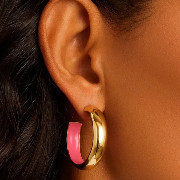Gorjana Paseo Pink Enamel Hoop Earrings New - Picture 1 of 4